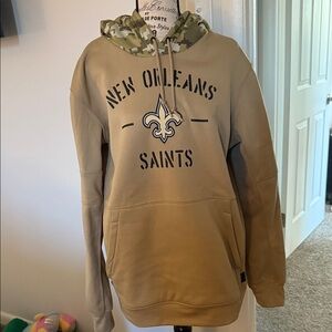 Nike Men's Tan New Orleans Saints Crewneck Hoodie with Camo Hood